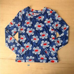 Hanna Andersson Blue and Red Floral Long Sleeve Rashguard